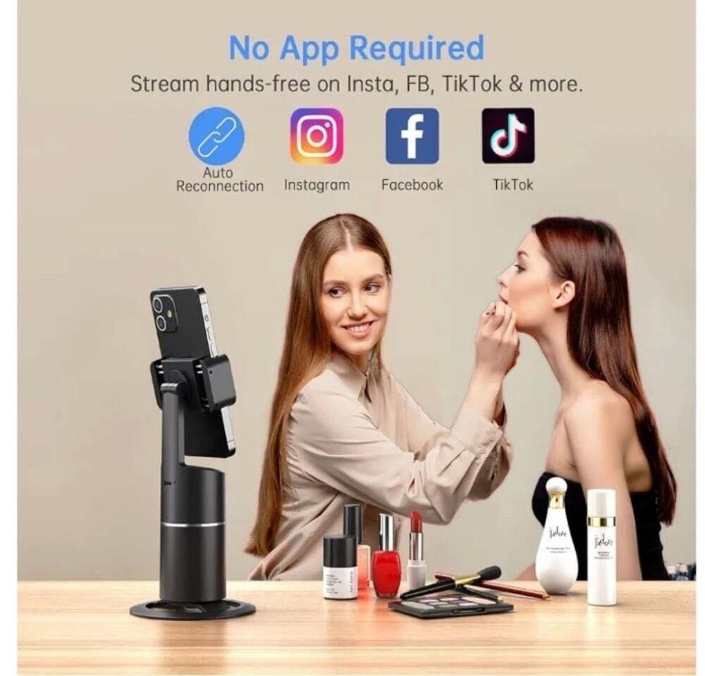 Auto Face Tracking Tripod, 360° Rotation AI Smart Tracking Phone Holder, No App - Picture 4 of 9